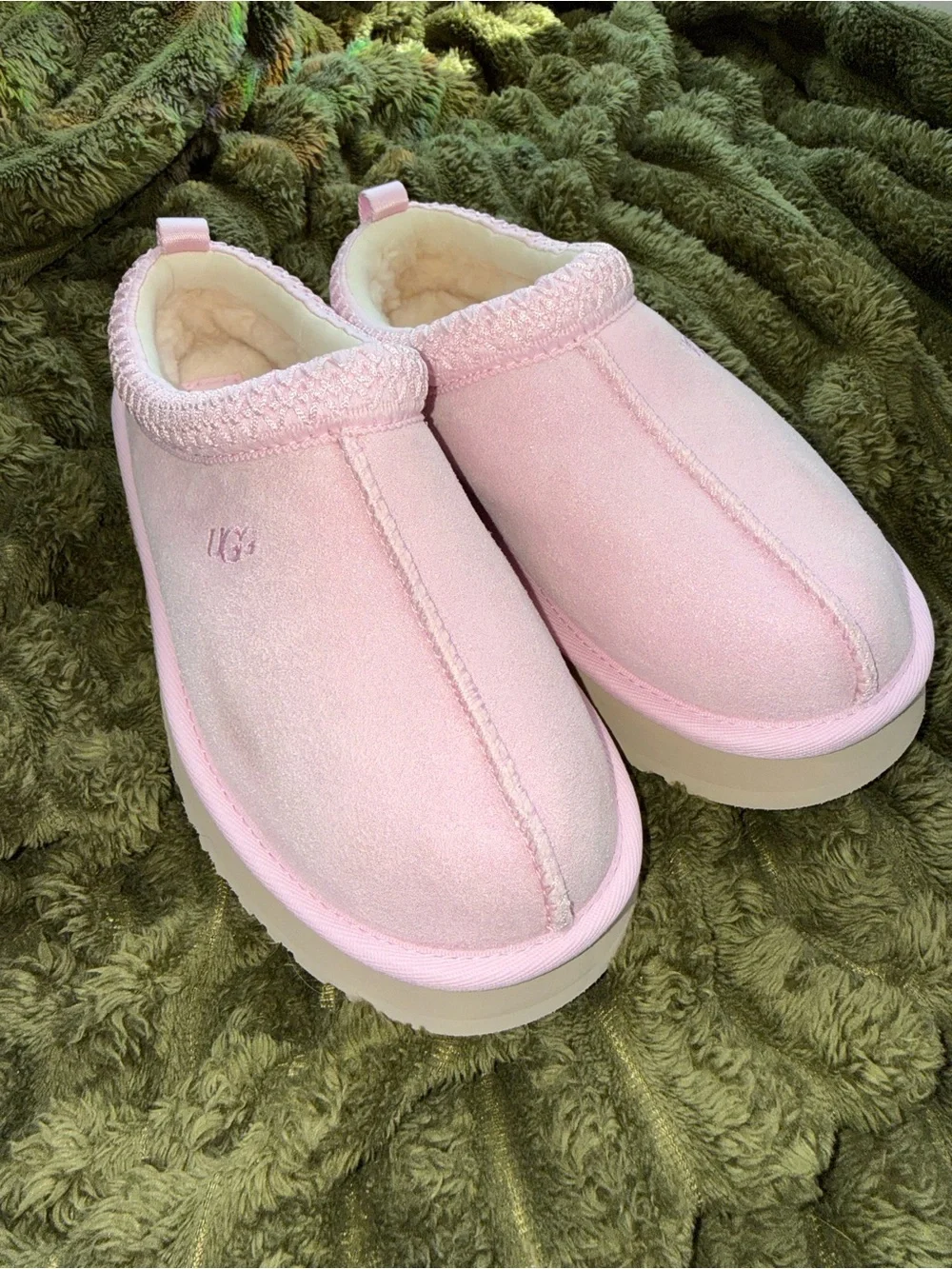 UGG Tazz Dazzle Kids Glitter Slippers - Pink - Size Kid 3